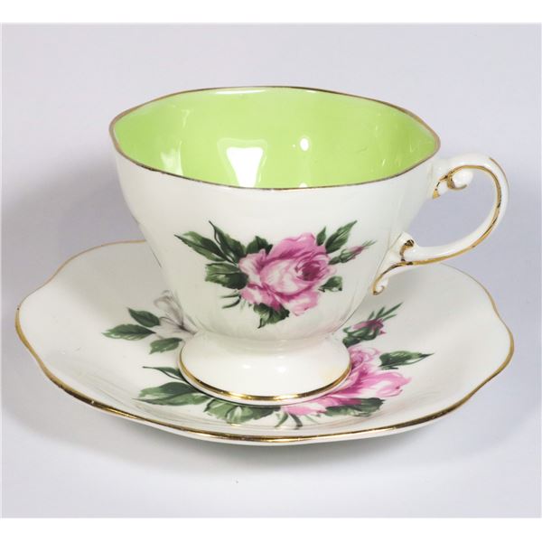 FOLEY, ROSE TEA CUP AND SAUCER