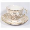 Image 1 : QUEEN AND GOLD TONE FLOWER PATTERN TEACUP & SAUCER