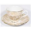 COLCLOUGH GOLD TONE FLORAL DESIGN TEACUP & SAUCER