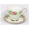 COLCLOUGH MINT, ROSE DESIGN TEACUP AND SAUCER