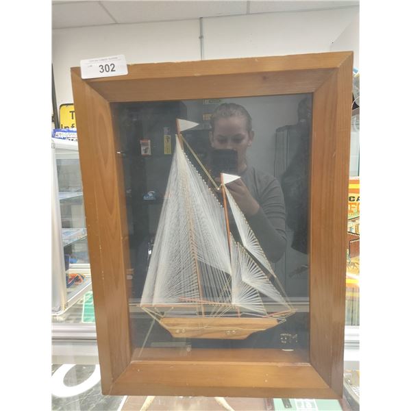 NICE SAIL BOAT STRING ART IN SHADOW BOX FRAME