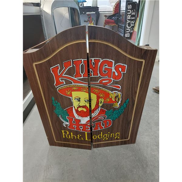 KINGS HEAD DART BOARD IN FACTORY CUPBOARD