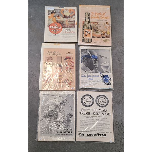 SIX 1940'S PAPER ADVERTISEMENTS