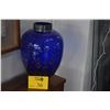 Image 1 : COBALT VASE W/SILVER OVERLAY (13")