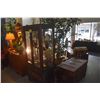 Image 2 : CHINESE BLACKWOOD GLASS CURIO CABINET W/3 GLASS SHELVES & 4 DRAWERS (30" X 66" X 17") (2 SECTIONS)