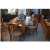 Image 1 : VINTAGE KOA TABLE W/6 CARVED SIDE CHAIRS, APE LEAF DESIGN (7 PCS)