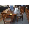 Image 2 : VINTAGE KOA TABLE W/6 CARVED SIDE CHAIRS, APE LEAF DESIGN (7 PCS)