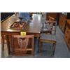Image 3 : VINTAGE KOA TABLE W/6 CARVED SIDE CHAIRS, APE LEAF DESIGN (7 PCS)