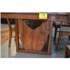 Image 4 : VINTAGE KOA TABLE W/6 CARVED SIDE CHAIRS, APE LEAF DESIGN (7 PCS)