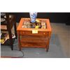 Image 1 : MARTIN & MACARTHUR KOA PLANTATION STYLE SIDE TABLE W/GLASS TOP & DRAWER (SERIAL #9365 & #9366) (PAIR