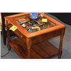Image 2 : MARTIN & MACARTHUR KOA PLANTATION STYLE SIDE TABLE W/GLASS TOP & DRAWER (SERIAL #9365 & #9366) (PAIR