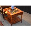 Image 3 : MARTIN & MACARTHUR KOA PLANTATION STYLE SIDE TABLE W/GLASS TOP & DRAWER (SERIAL #9365 & #9366) (PAIR