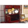 Image 2 : CHINESE ROSEWOOD DISPLAY CABINET W/2 DRAWERS & 2 DOORS (SHOU CARVINGS) (30" X 10" X 34")