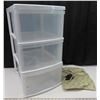 Image 1 : 16"L x 13"W x 25"H 3-tier storage container + Electric heating pad