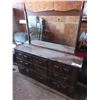 Image 1 : Dresser with large mirror - 63"L x 16.5"W x 31"H, Mirror piece - 50"L x 30"H