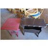 Image 1 : wooden side table/magazine rack and plastic folding table - 22"W x 12"D x 22"H and 17"W x 17"D x 20"