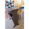 Image 4 : wooden side table/magazine rack and plastic folding table - 22"W x 12"D x 22"H and 17"W x 17"D x 20"