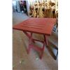 Image 5 : wooden side table/magazine rack and plastic folding table - 22"W x 12"D x 22"H and 17"W x 17"D x 20"