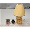 Image 1 : Porcelain Teddy bear lamp - works & small teddy bear picture frame, and pysanka egg