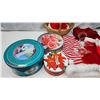 Image 3 : Large collection of Christmas items - Tins, stockings, ornaments, basket, etc.