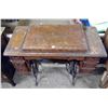Image 1 : Vintage sewing machine stand including contents