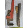 Image 3 : impact extension bars, 18" pipe wrench, chisels and tire iron