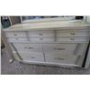 Image 4 : vintage art deco dresser, head board and footboard - mirror cracked - 52"W x 18"D x 32"H without mir