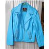 Image 1 : “New Trend” Medium Turquoise Leather Ladies Coat