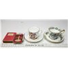 Image 1 : 1953 “Queen’s Coronation” Teacups – 1 Hammersley, 1 Windsor, Crown Jewel Playing Cards