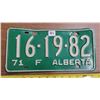 Image 1 : 1971 Alberta License Plate