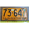Image 1 : 1942 Saskatchewan License Plate
