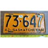 Image 1 : 1942 Saskatchewan License Plate