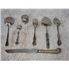 Image 2 : Vintage Serving FlatwareSalt Cellar comes with dainty carved shellspoon.  Cheese slicer is Spar Norw