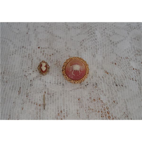 Cameo style brooch and pin