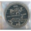 Image 1 : CFB Portage La Prairie Trade Dollar Token with RCAF Tiger Moth and Musketeer