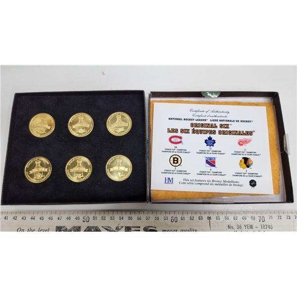 NHL Original Six Bronze Medallions with COA