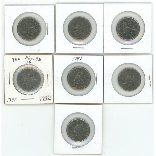 Set of 1992 10 Pence Coins (7)