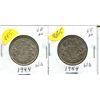 Image 1 : Set of 2 1944 WD Canadian Silver .50C Coin - King George VI