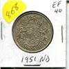 Image 1 : 1951 ND Canadian Silver .50C - King George VI