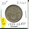 Image 1 : 1953 LD NSF Canadian Silver .50C Coin - Queen Elizabeth