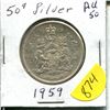 Image 1 : 1959 Canadian Silver .50C Coin - Queen Elizabeth