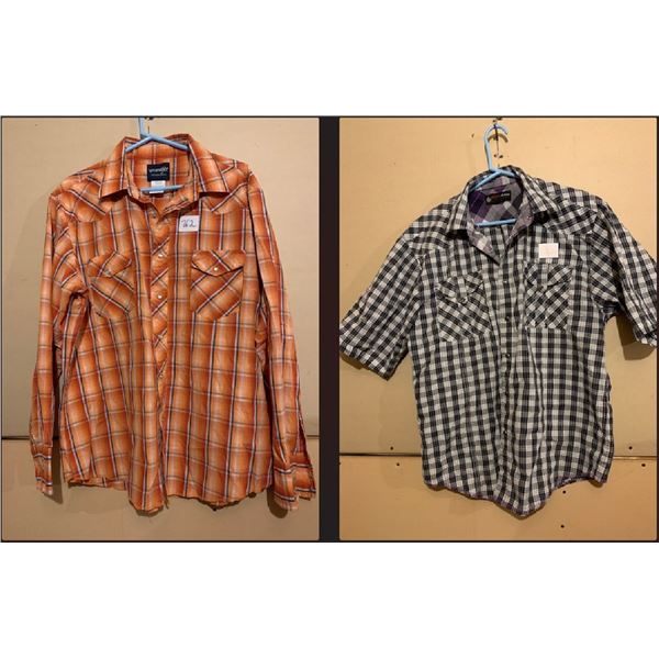 LOT OF 2 WESTERN SHIRTS WRANGLER SIZE XL