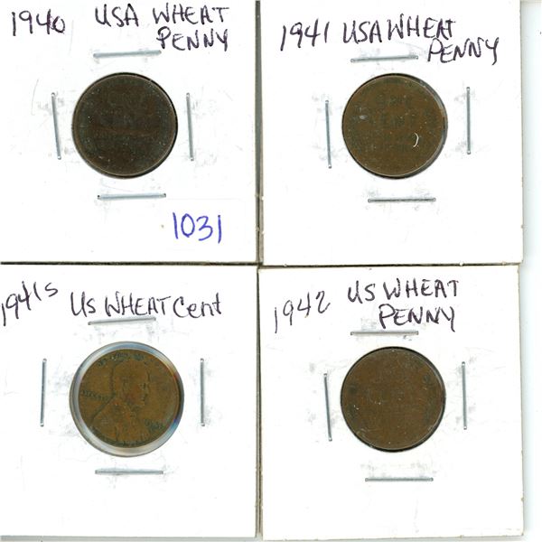 1940, 1941, 1941S, 1942 us one cent