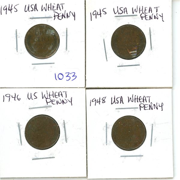 two 1945, 1946, 1948 us one cent