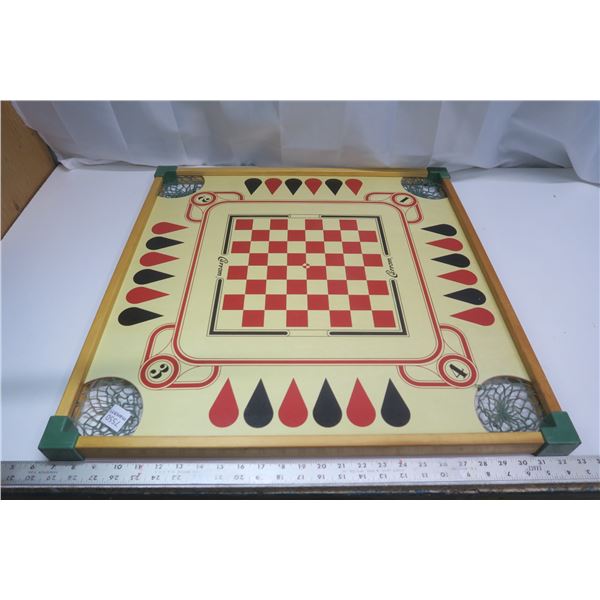Carrom Game Board - Chess, Crokinoles, Etc. - missing game pieces and crokinole pegs