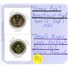 Image 1 : Pair of collectible Canadian $1.00 loonies - Terry Fox marathon of hope & Toronto Maple Leafs hockey