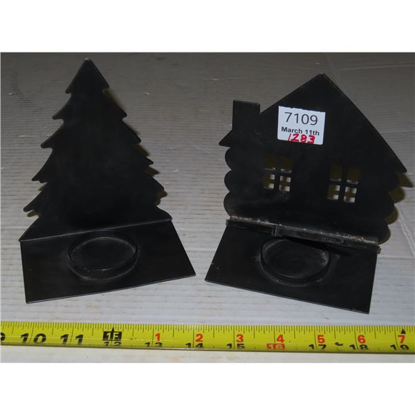 2 Candle holders (House shape & Tree shape)