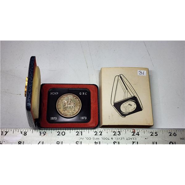 1873-1973 RCMP Silver dollar, in clam shell case