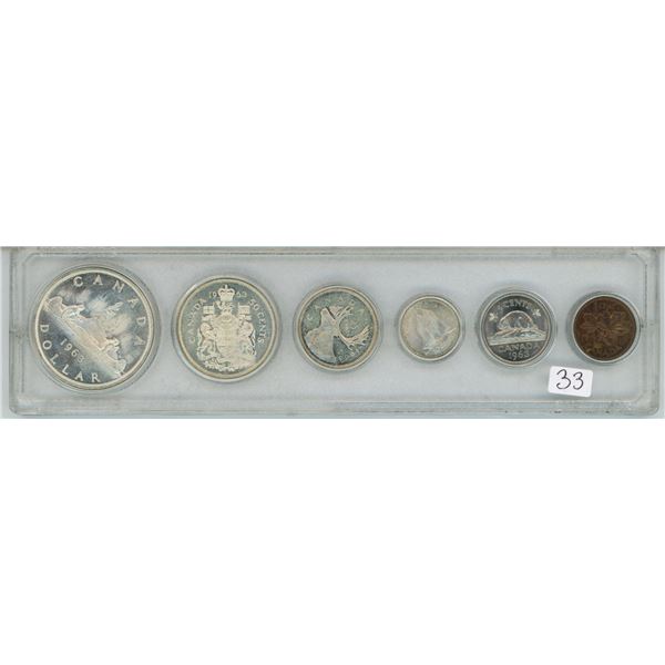 1963 6 coin set, includes silver dollar - in Superior case