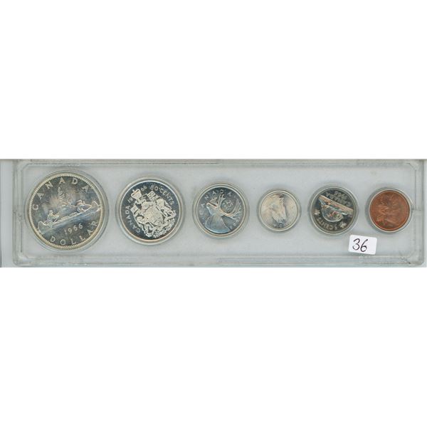 1966 6 coin set, includes silver dollar - in Superior case